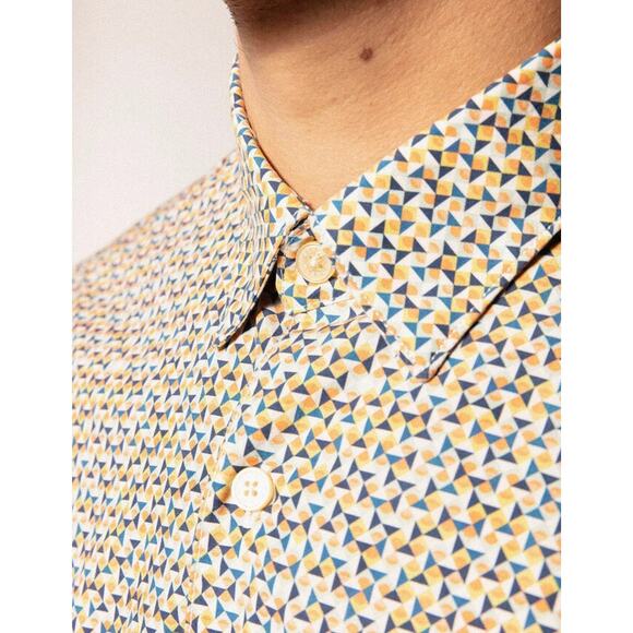 NEW SERGE BLANCO blue Chemise Machnes Ochre Button Down 2XL - Picture 3 of 8